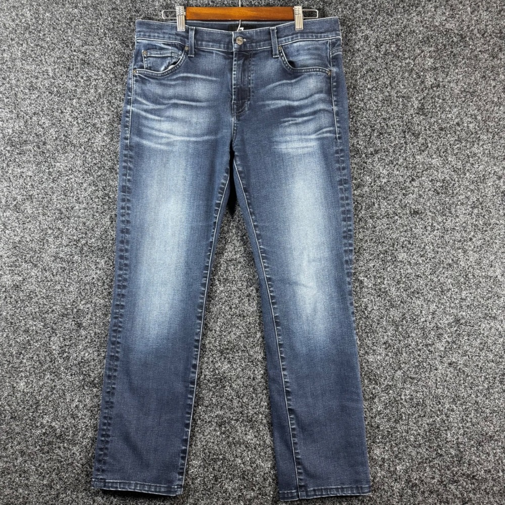 7‎ For All Mankind Slimmy Luxe Performance Mens Dark Wash Slim Fit Jeans Size 33